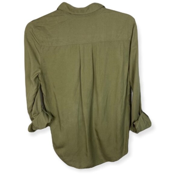 Anthropologie Army Green Faux Wrap Top Blouse Size 0 Holding Horses Olive Boho - Picture 5 of 9